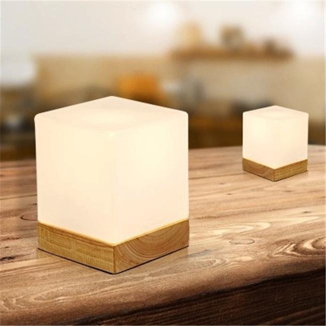 Picture of Wooden-Base Cube Table Lamp