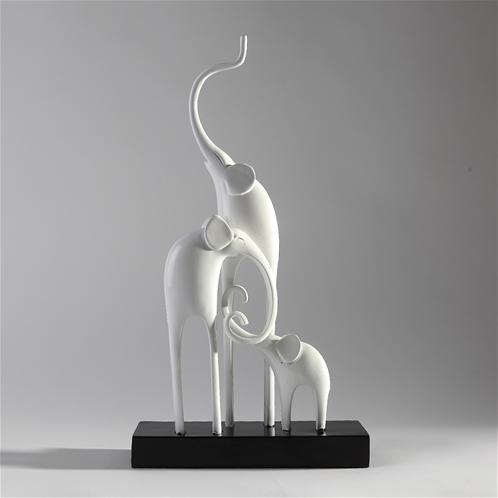 Picture of White Elephant Family Sculpture