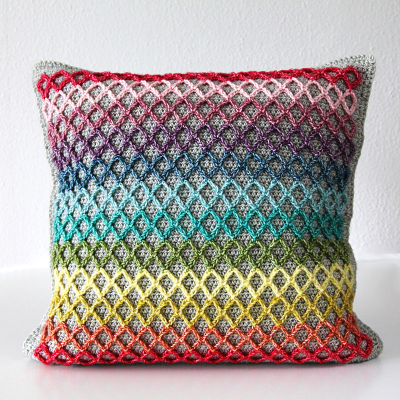 Picture of Rainbow Crochet Cushion